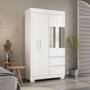 Imagem de Guarda Roupa Solteiro 4 Portas 2 Gavetas Com Espelho Maya Acp Móveis Branco