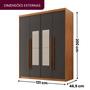 Imagem de Guarda Roupa Solteiro 4 Portas 2 Gavetas com Espelho MDF Veracruz
