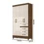 Imagem de Guarda Roupa Solteiro 4 Portas 4 Gavetas Castanho Wood Off White Sobral Moval