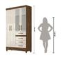 Imagem de Guarda Roupa Solteiro 4 portas com espelho 4 gavetas Castanho Wood / Off White Sobral - Moval