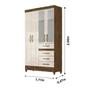 Imagem de Guarda Roupa Solteiro 4 portas com espelho 4 gavetas Castanho Wood / Off White Sobral - Moval