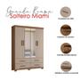 Imagem de Guarda Roupa Solteiro Ambiente Miami 4 Portas Carvalho Fendi Com Espelho - Moval