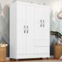 Guarda Roupa Solteiro Bruna 4 Portas Branco FF - A Móveis Arapongas Imagem de Guarda Roupa Solteiro Bruna 4 Portas Branco FF