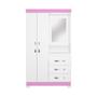 Imagem de Guarda-Roupa Solteiro com Espelho 2 Portas 3 Gavetas Paris Notável Branco/Rosa
