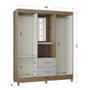 Imagem de Guarda Roupa Solteiro Cordoba 4 Portas Castanho Off White - Poquema