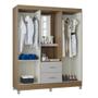 Imagem de Guarda Roupa Solteiro Cordoba 4 Portas Castanho Off White - Poquema