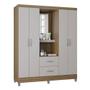 Imagem de Guarda Roupa Solteiro Cordoba 4 Portas Castanho Off White - Poquema