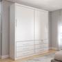 Imagem de Guarda-Roupa Solteiro Essence 2 Portas 6 Gavetas com Chave Neve - Panorama Móveis