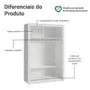 Imagem de Guarda-Roupa Solteiro Madesa Denver 2 Portas de Correr com Espelho