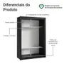 Imagem de Guarda-Roupa Solteiro Madesa Denver 2 Portas de Correr com Espelho