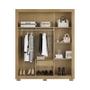 Imagem de Guarda Roupa Solteiro Nevoa Flex 3 Portas de Correr com Cômoda Cannes 5 Gavetas Carvalho Americano Off White  Incorplac