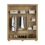 Imagem de Guarda Roupa Solteiro Nevoa Flex 3 Portas de Correr com Espelho com Cômoda Cannes 5 Gavetas e Armário Multiuso Versatile com Chave Carvalho Americano Off White - Incorplac