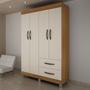 Imagem de Guarda-Roupa Solteiro Paris 4 Portas 2 Gavetas Carvalho/Off White - Chf