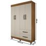 Imagem de Guarda-Roupa Solteiro Paris 4 Portas 2 Gavetas Carvalho/Off White - Chf