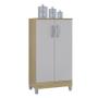 Imagem de Guarda Roupa Solteiro Tóquio 4 Portas com Armário Multiuso 2 Portas Pequeno Damasco Off White - Poquema
