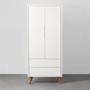 Imagem de Guarda-Roupa Theo 2 Portas com Pés Retrô Mel - Branco Fosco