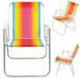 Imagem de Guarda Sol Articulado 2,10 M com Saca Areia + 2 Cadeiras Aluminio Praia Piscina  Kit 