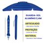 Imagem de Guarda-Sol Articulado 2,4m Alumínio Resistente  Proteção Solar UV para Praia e Jardim