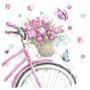 Imagem de Guardanapo Decorado Bicicleta Rosa com Cesta Keramik 33x33cm