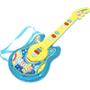 Imagem de Guitarra com Microfone Infantil Pedestal Brinquedo Luz Som Karaokê Criança Importway BW138 Azul