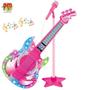 Imagem de Guitarra Com Microfone Pedestal Infantil Ajustável Luz Show Cantar