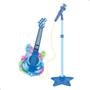 Imagem de Guitarra Infantil Brinquedo Menino Com Microfone Pedestal Som Luz Conecta Celular Cabo P2