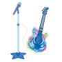 Imagem de Guitarra Infantil c/ Microfone Luz Som Notas Musicais, Dmt5894, Azul