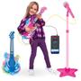 Imagem de Guitarra Infantil com Microfone Brinquedo Musical Instrumento com Som e Luz