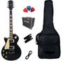 Imagem de Guitarra Les Paul Strinberg LPS230 Preta LH Canhoto + Capa Luxo + Correia + P10 + Cubo + Palhetas