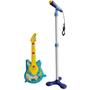 Imagem de Guitarra Rock Infantil Com Microfone Brinquedo Meninos Som Conecta Com Celular E Luz Azul Importway