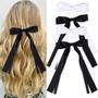 Imagem de Hair Bows Seneeel Ribbon Low para mulheres, conjunto de 4 (preto e branco)