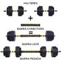 Imagem de Halteres Anilha Barra Kit Musculação Peso Academia 25kg Yangfit