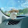 Imagem de Hamster bonito com chapéu de palha ornamento de carro, decoração de carro acessórios de painel interior automotivo
