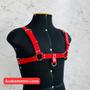 Imagem de Harness Masculino Arreio Couro Legítimo Vermelho Arnes Lingerie Masculina