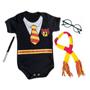 Imagem de Harry Potter Body Oculos Cachecol Varinha Kit temático mêsversário Fantasia Infantil Bebê Roupa temática