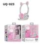 Imagem de Headphone Gamer Com Microfone Orelhinhas de Gatinha Cinza Rosa