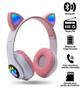 Imagem de Headphone Orelha Gato Fone de Ouvido Infantil Bluetooth Dobrável Led P2 Fm