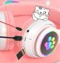 Imagem de Headphone Orelha Gato Fone de Ouvido Infantil Bluetooth Dobrável Led P2 Fm