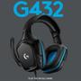 Imagem de Headset Gamer Logitech G432 7.1 Dolby Surround para PC, PlayStation, Xbox e Nintendo Switch, Preto/Azul - 981-000769