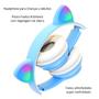 Imagem de Headset Gato Orelha Luz Fone Infantil com fio e Bluetooth Rosa