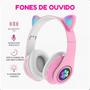 Imagem de Headset Infantil Bluetooth Rosa com Orelha de Gato e LED