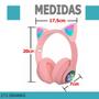 Imagem de Headset Infantil Rosa Bluetooth com Luz LED Colorida Ajustável