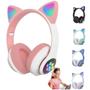 Imagem de Headset Infantil Rosa Bluetooth LED com Som Claro e Luz LED Ajustável Colorida