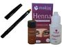 Imagem de Henna p/ Sobrancelhas Makiaj Makeup 1,5g Henna e 10ml fixador + Mini Pincel Chanfrado Chucri c/tampa