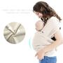Imagem de Hilabab Baby wrap Carrier, maciez algodão orgânico, cinta ajustável respirável bebê segurar transportador para recém-nascido até 40 lbs (bege)