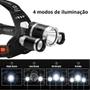 Imagem de Holofote lanterna de cabeça Recarregável Bivolt 4 modos de Iluminação, Camping Ciclismo