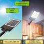 Imagem de Holofote Solar Refletor 400w Poste Luminaria Autonoma 5000 LUMENS Kit Completo Preta IP65