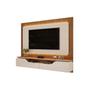 Imagem de Home p/ TV até 70 Polegadas Treviso Ripado 100% MDF c/ Led 210x180cm Off White/Freijó - DJ Móveis