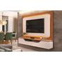 Imagem de Home p/ TV até 70 Polegadas Treviso Ripado 100% MDF c/ Led 210x180cm Off White/Freijó - DJ Móveis