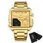 Imagem de Homens de moda de luxo assistem ouro aço inoxidável Sport Square Digital Analog Big Quartz Watch for Men Relógios de quartzo - Ouro